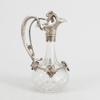 KARAFF, silver samt glas, Firma Gustaf Möllenborg, Stockholm, 1899.