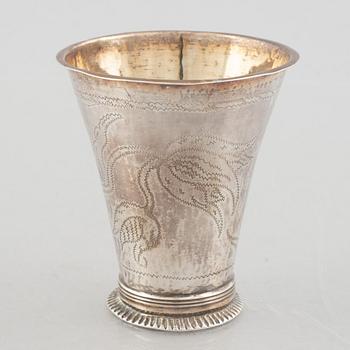 A Swedish silver beaker, probably the mark of Petter Åkerman, Stockholm 1756.