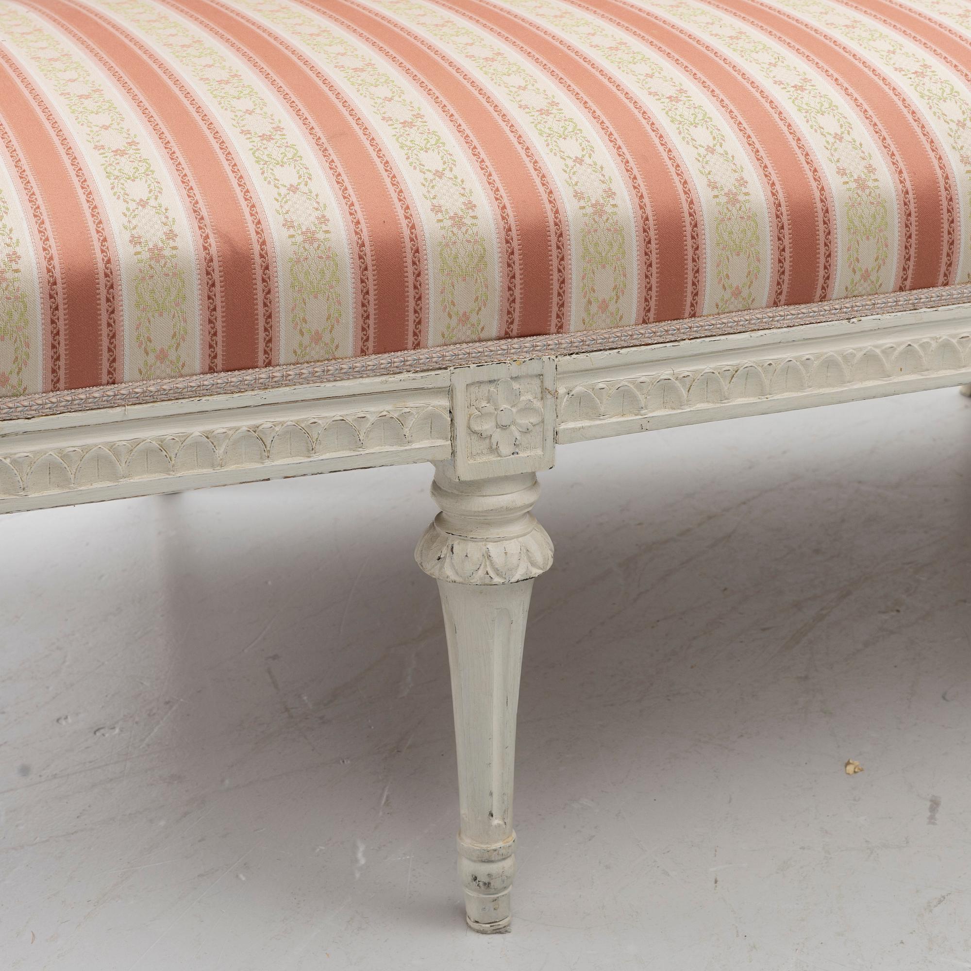 A Gustavian sofa, late 18th century.