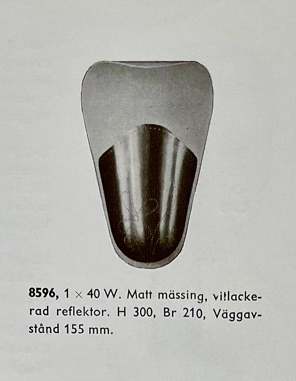 Harald Notini, a pair of wall lamps model "8596", Arvid Böhlmarks Lampfabrik, Stockholm, 1940s-50s.