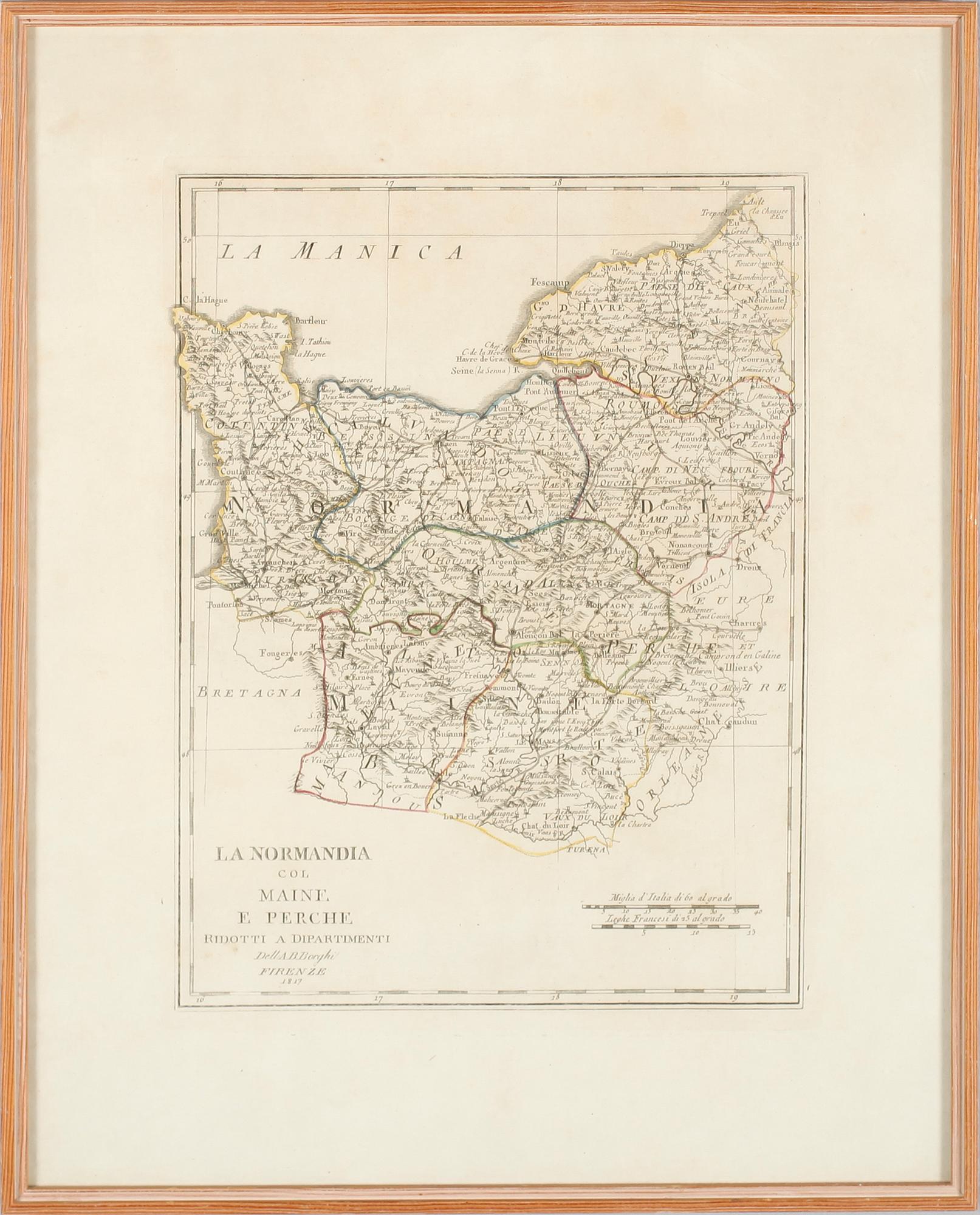 KOPPARSTICK, karta, AB Borghi, Firenze 1817.