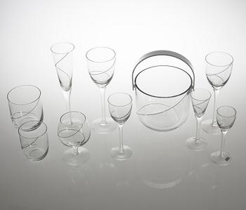 109 pieces of glass table ware, "Line" designed by Anna Ehrer for Kosta Boda.