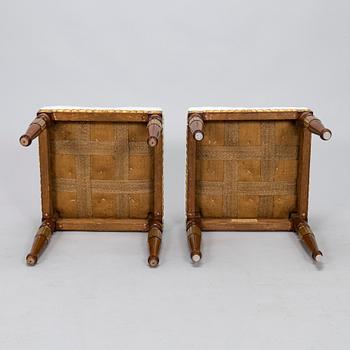 A pair of Gustavian style stools, circa 1900.