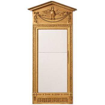 113. A late Gustavian giltwood mirror, Stockolm circa 1800.
