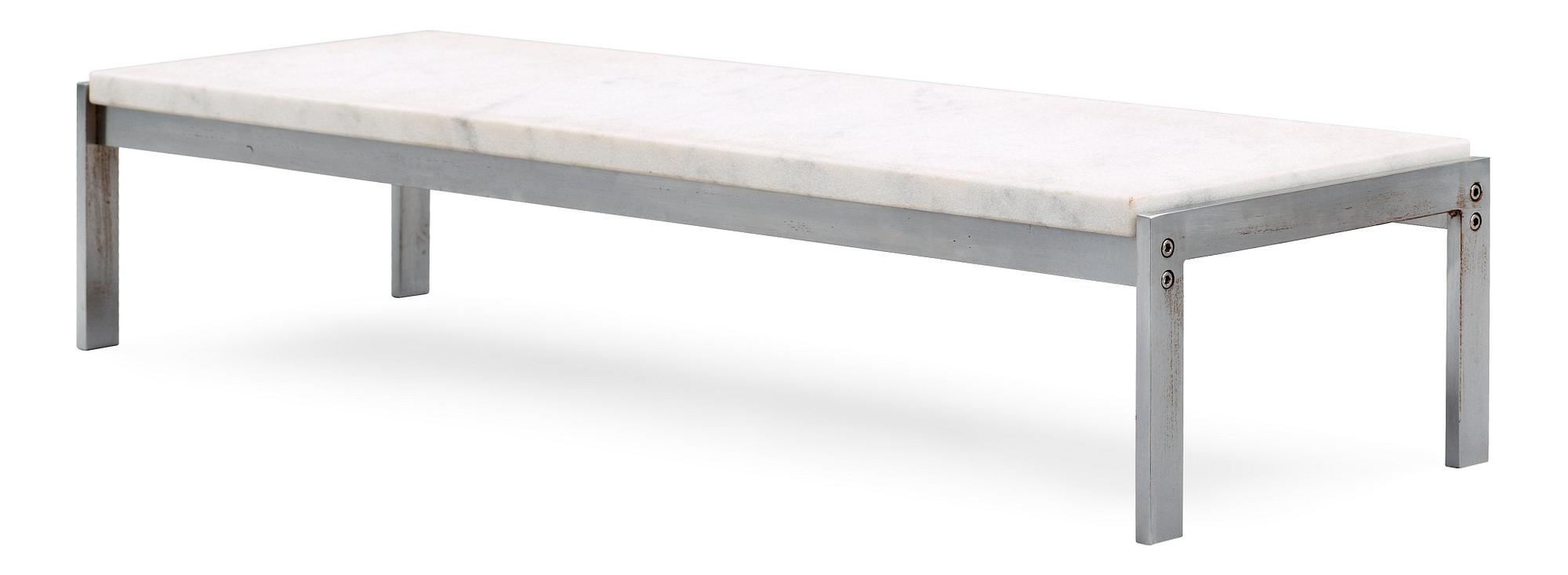 A Poul Kjaerholm marble and steel table, Fritz Hansen, Denmark 1990.