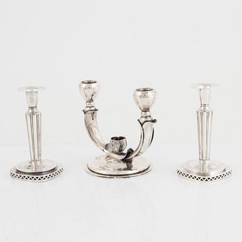 Candelabra and candlesticks, two pairs, including Tesi, Göteborg, 1962.