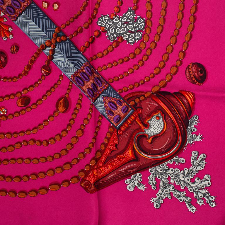 HERMÈS, a 'Chemins de Corail' silk scarf.