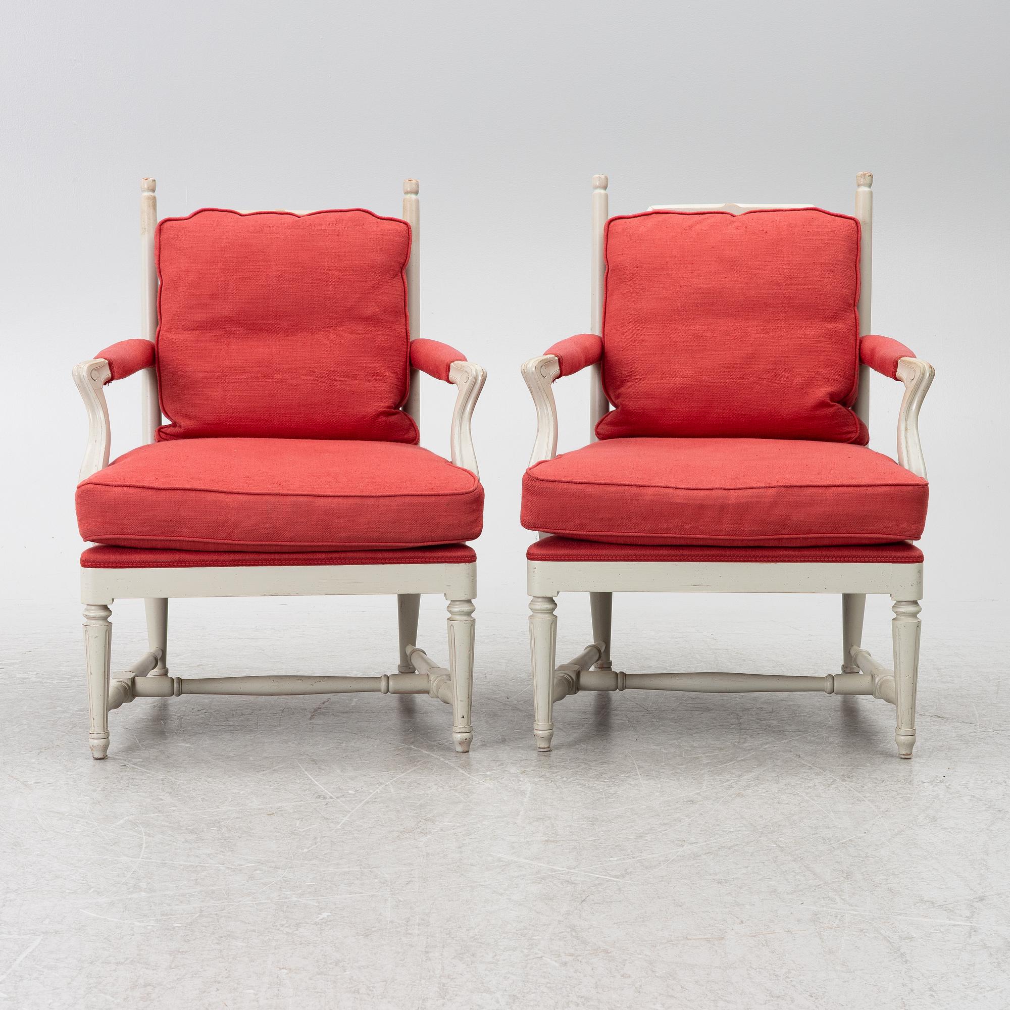 A pair of armchairs, late 20th Century.