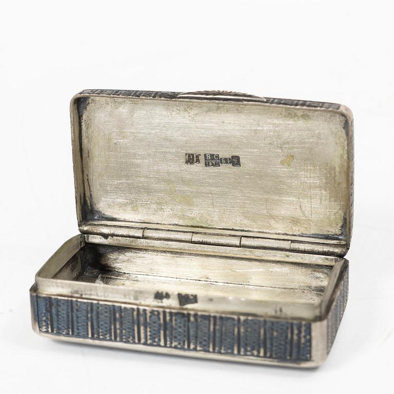 Boxes, 4 pcs, silver and niello, including Moscow, Russia 1873.