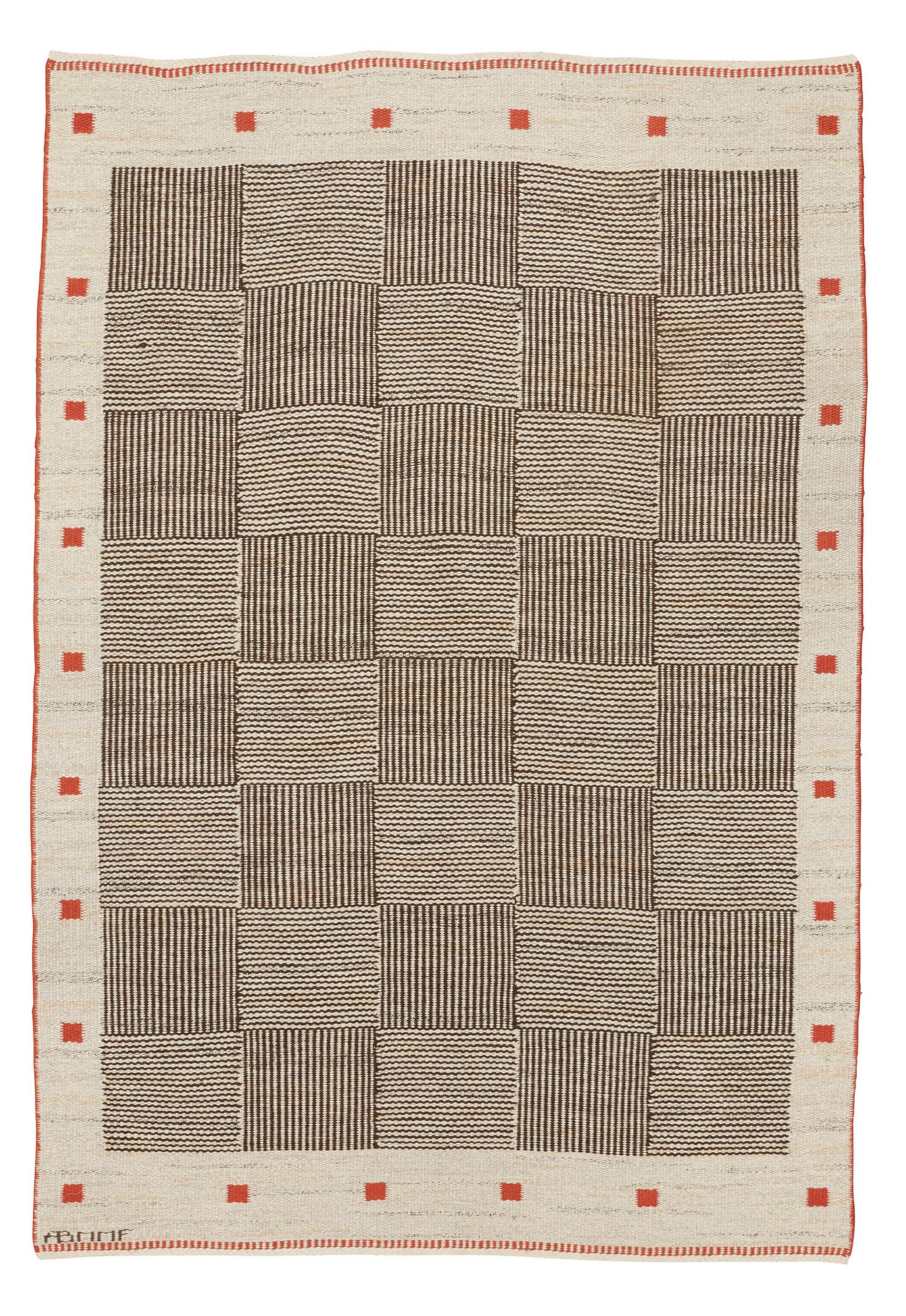 Märta Måås-Fjetterström, Matta, "Korgmattan", rölakan, ca 227-229,5 x 152,5-157 cm, signerad AB MMF.