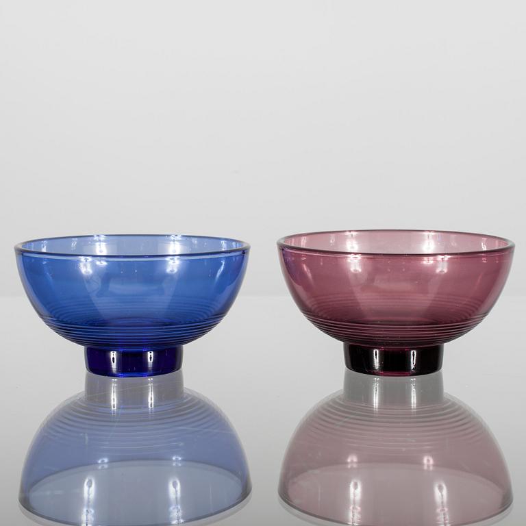 EFTERRÄTTSSKÅLAR, 10 st, glas, Karhula-Iittala. 1900-talets mitt.