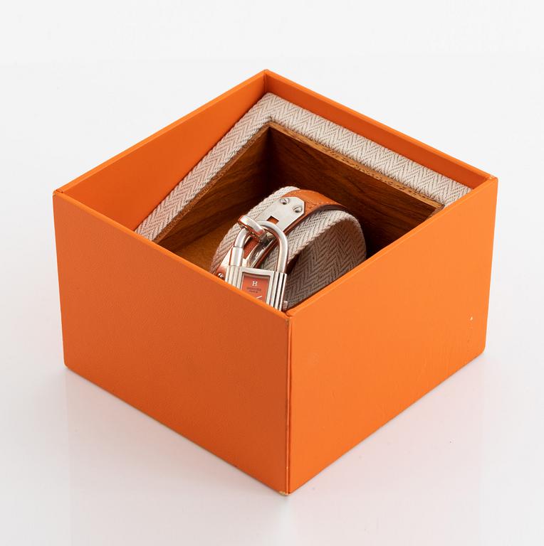 Hermès, Kelly Lock, "Silver Case", wristwatch, 20 x 20 (37,5) mm.
