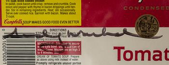 ANDY WARHOL, "Campbell's Tomato Soup" - etikett, signerad.