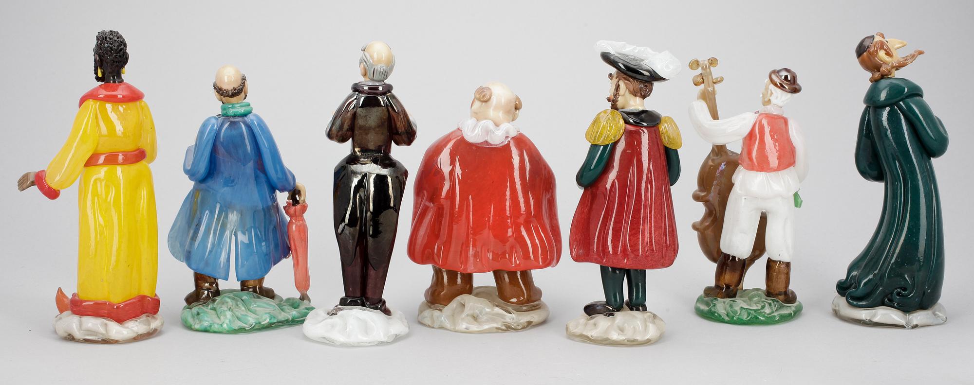 FIGURINER, 7 st, glas, trol Tjeckoslovakien, 1900-talets andra hälft.