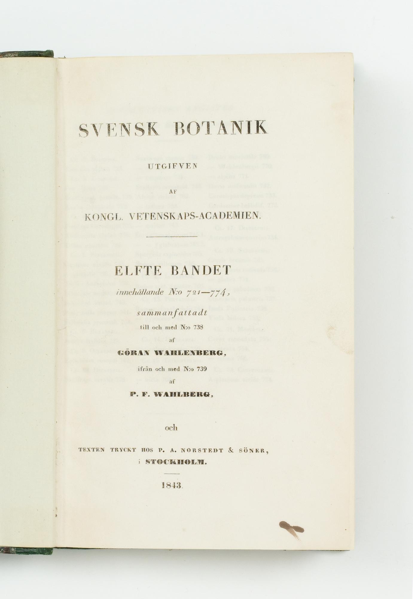 JOHAN WILHELM PALMSTRUCH SVENSK BOTANIK. 1-11[all published].
