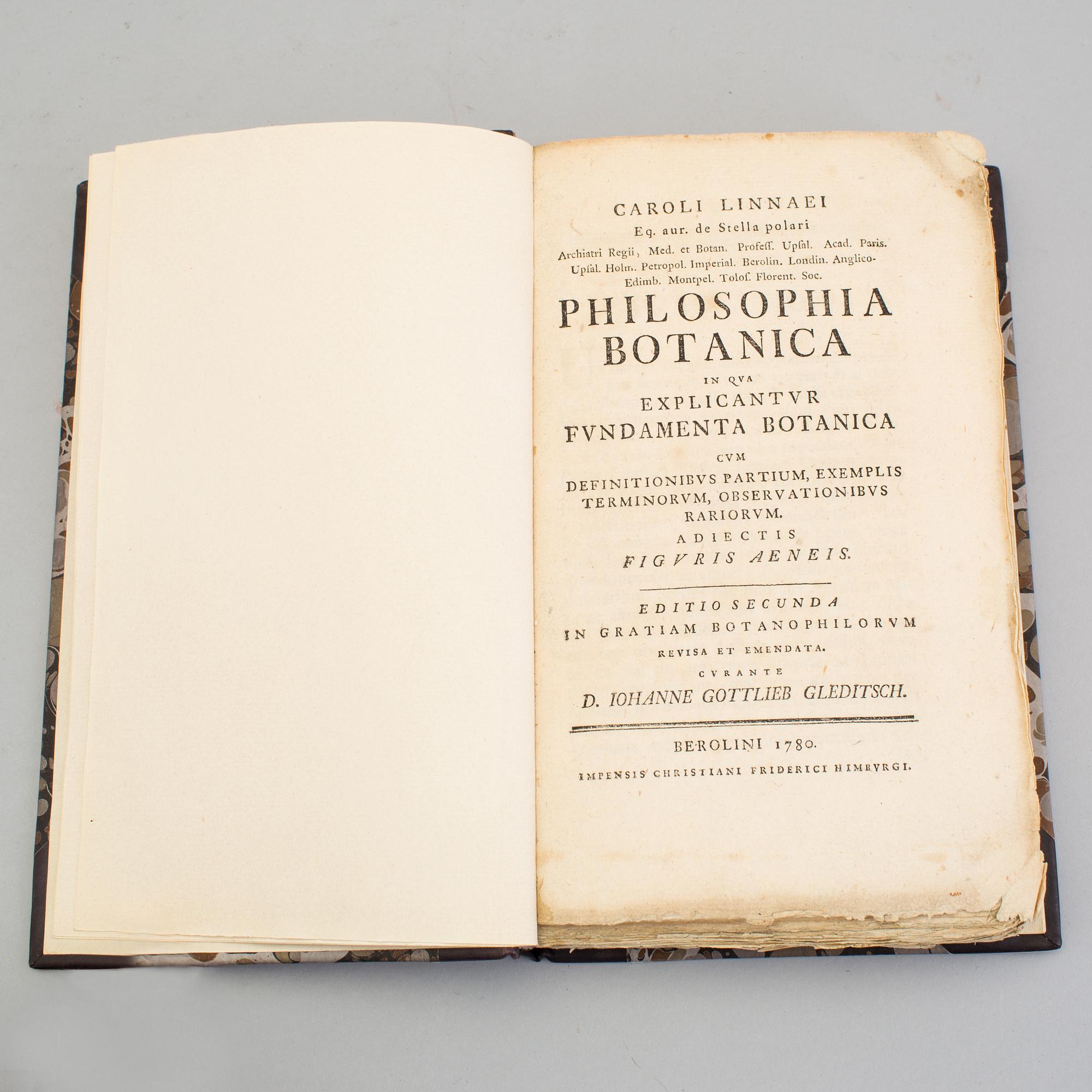 CARL LINNAEUS, "Philosophia Botanica in qua explicantur..." Berlin, 1780.