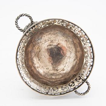 A 19th/20th century bowl on foot, silver.