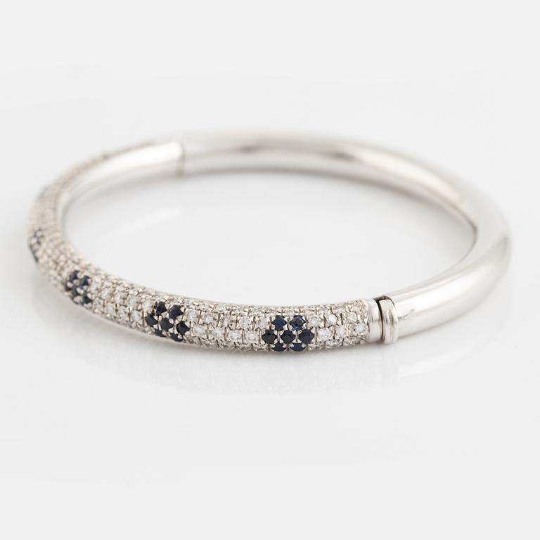 Sapphire and brilliant cut diamond bangle.