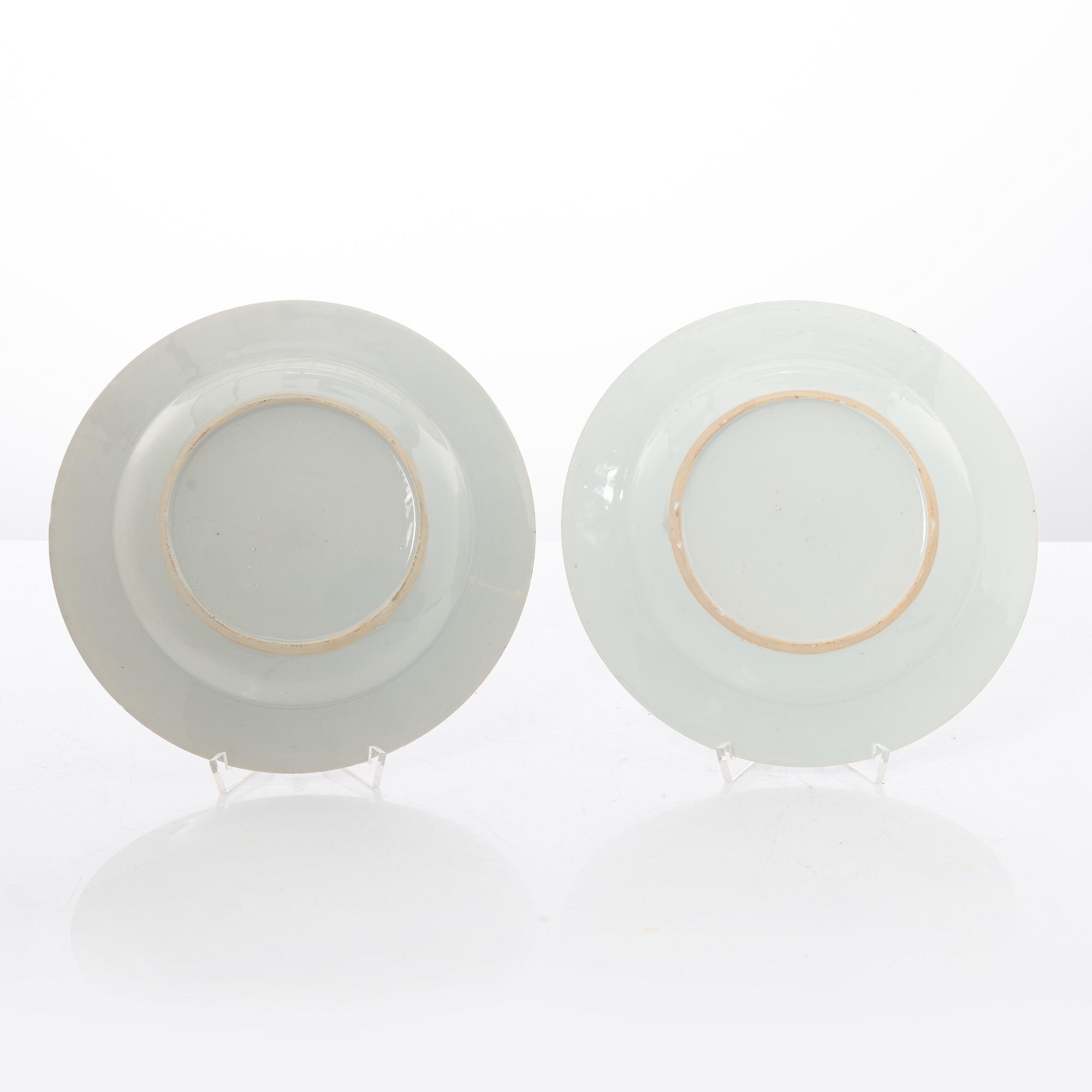 Tallrikar, ett par, exportporslin efter Meissenmodell, Kina, Qianlong (1736-95).