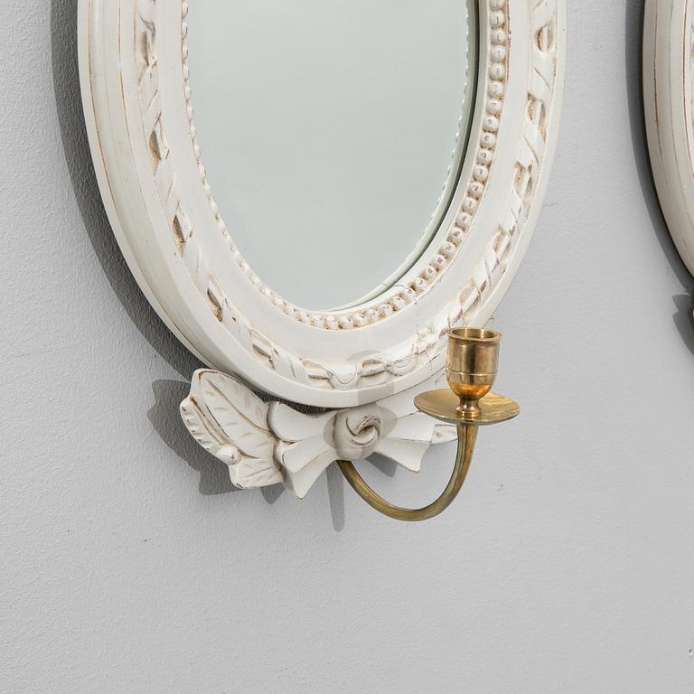Wall sconces, a pair in the Gustavian style, second half of the 20th century.