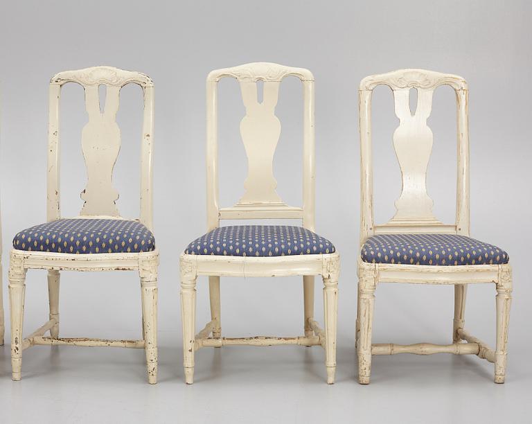 An assembled suite of 10 Transitional chairs, Stockholm, later part of the 18th century.