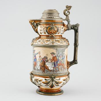 A majolica tankard from Rörstrand, made around year 1900.