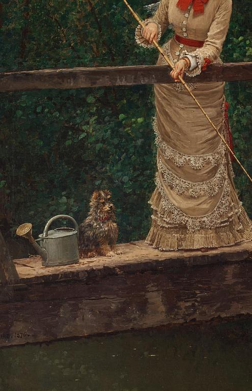 Marie-François Firmin-Girard, Fiskande ung kvinna med hund.