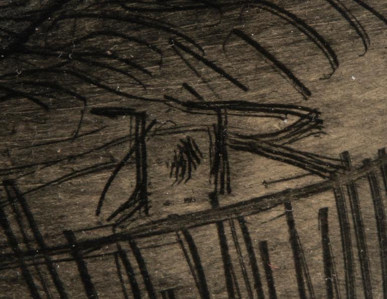 JALMARI RUOKOKOSKI, färgetsning, signerad i plåten J.R.