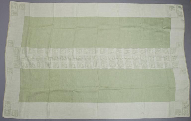BORDDUK, linnedamast, design Dora Jung, Tampella Oy, 1962-1974. Fabrikens märke TL.