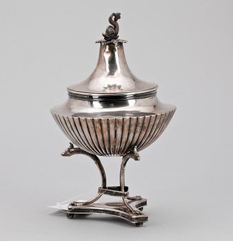 SOCKERSKÅL, silver, empire, Carl Gustaf Blomborg, Stockholm 1814. Vikt 596 gr.