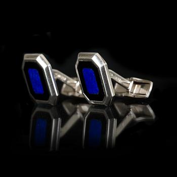 MANSCHETTKNAPPAR, 18k vitguld med Lapis Lazuli och Onyx. Vikt ca 16g.