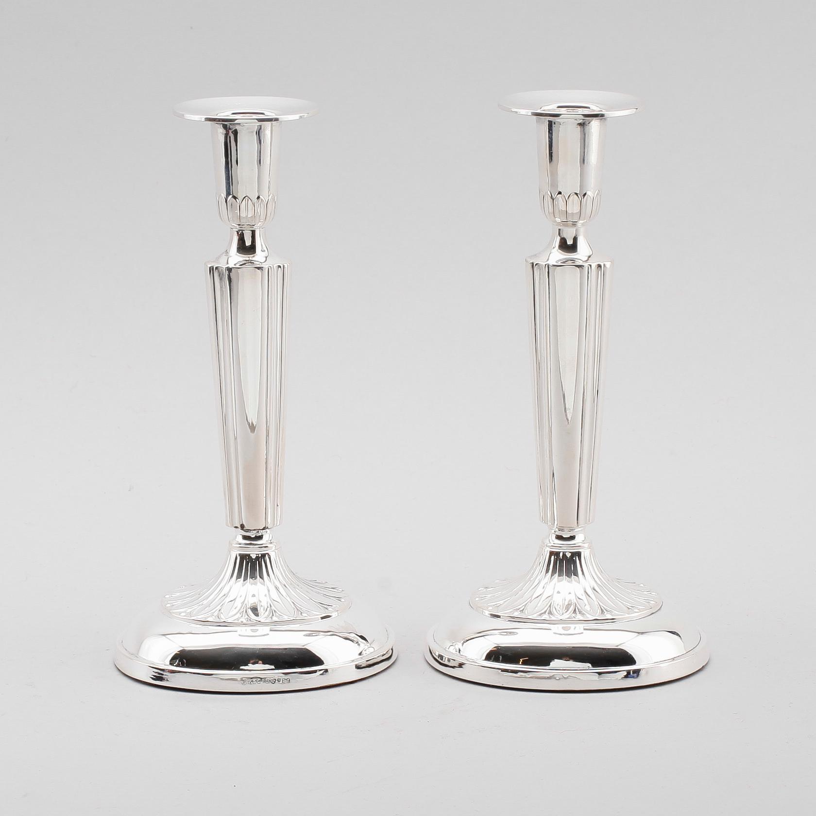 LJUSSTAKAR, 1 par, silver, K&EC, Göteborg, 1955.