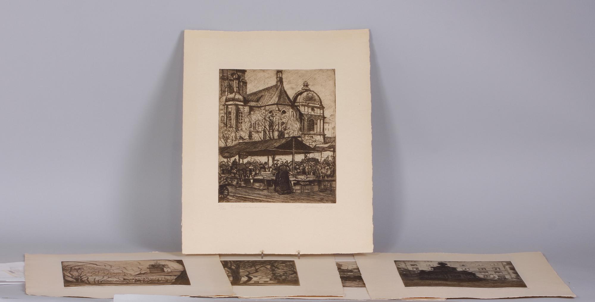 HJORTZBERG, OLLE, etsningar, 6 st.