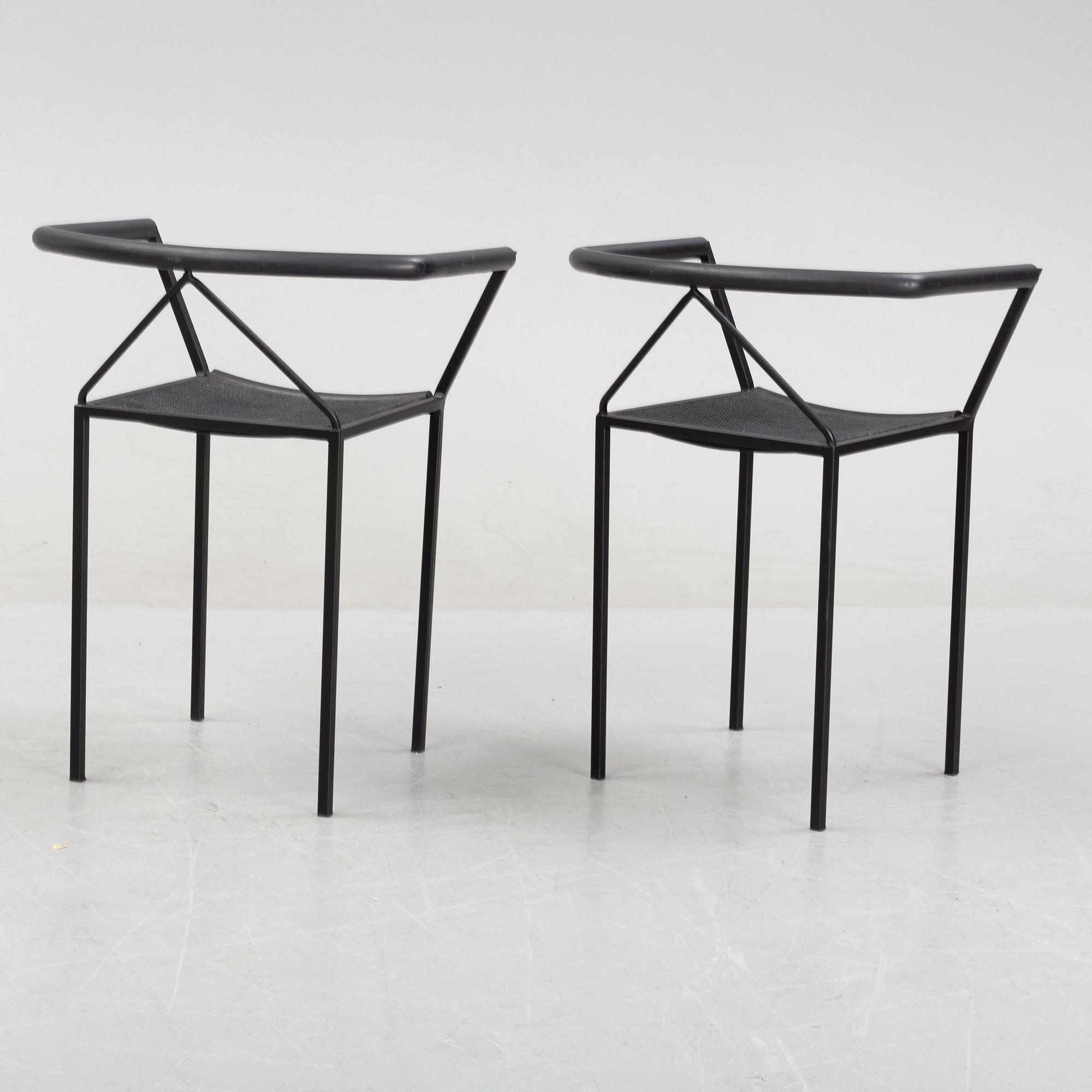 Maurizio Peregalli, a pair of 'Poltroncina' chairs for Zeus Noto, Italy. The model designed 1984.