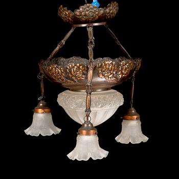 An early 20th-century Jugend style pendant ceiling light.