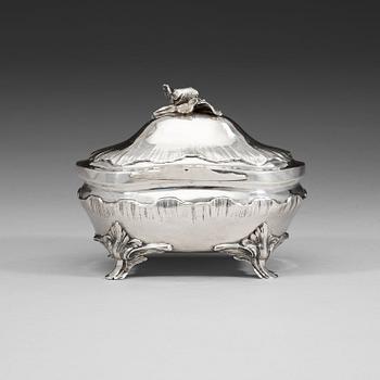 489. A Swedish 18th century silver sugar-casket, marks of Anders Morman, Stockholm 1780.