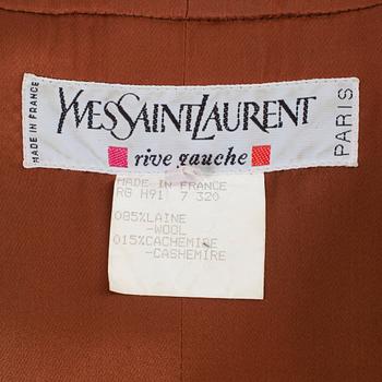 YVE SAINT LAURENT, a green wool and cashmere coat.