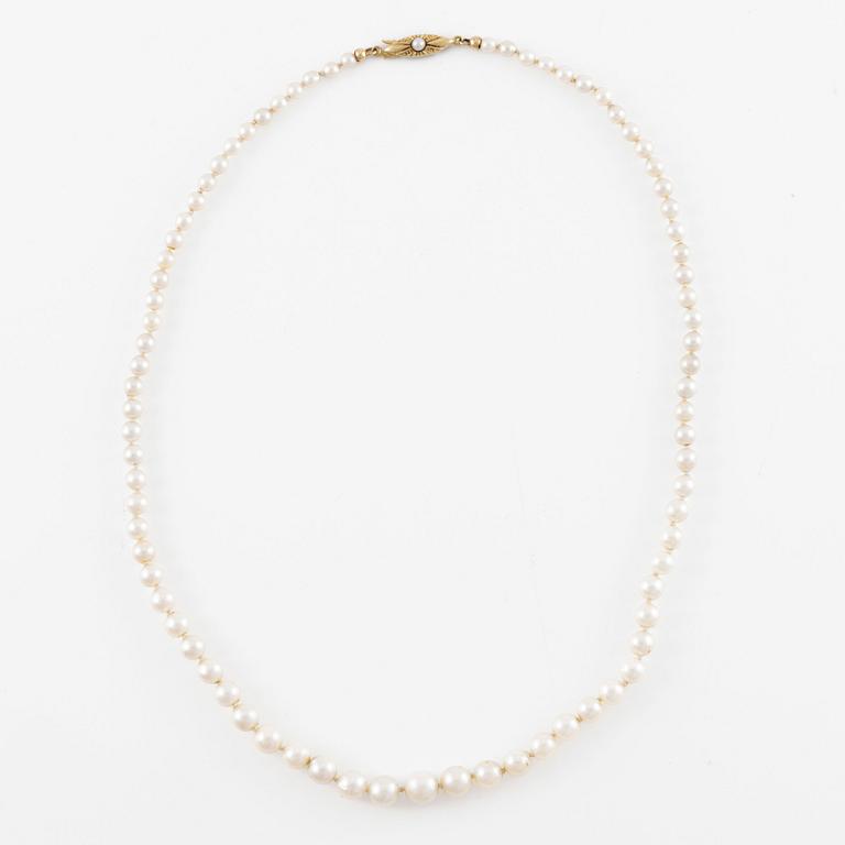 Necklace of cultured pearls, clasp 18K gold.