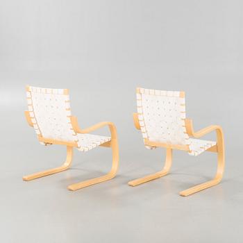 A pair of "406" armchairs, model designed by Alvar Aalto in 1939.