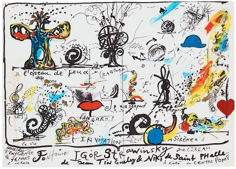 Jean Tinguely, Inbjudningskort till "Fontaine Igor Strawinsky".