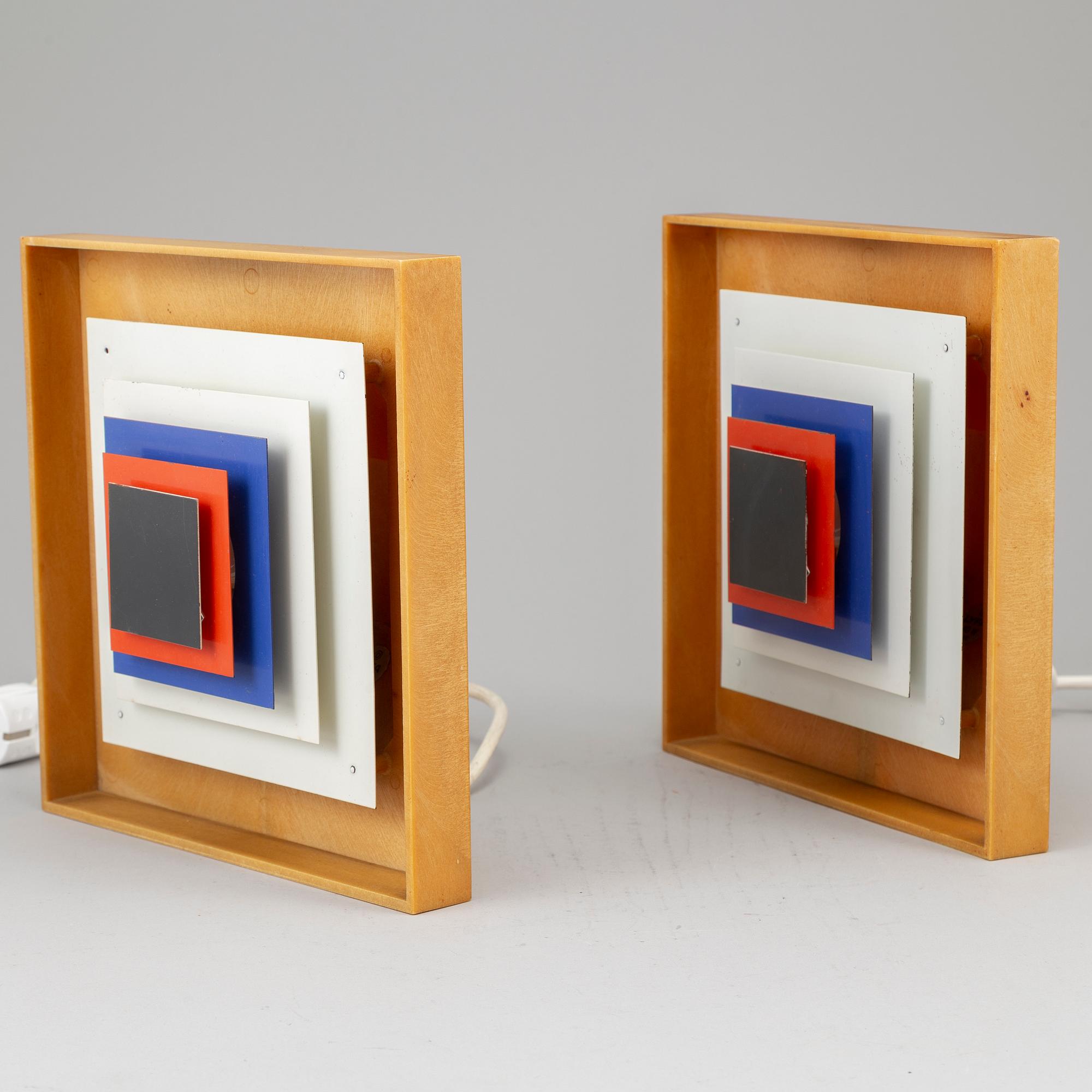 BENT KARLBY, a pair of 1960's 'Kvadrille' wall lamps by Bengt Karlby.