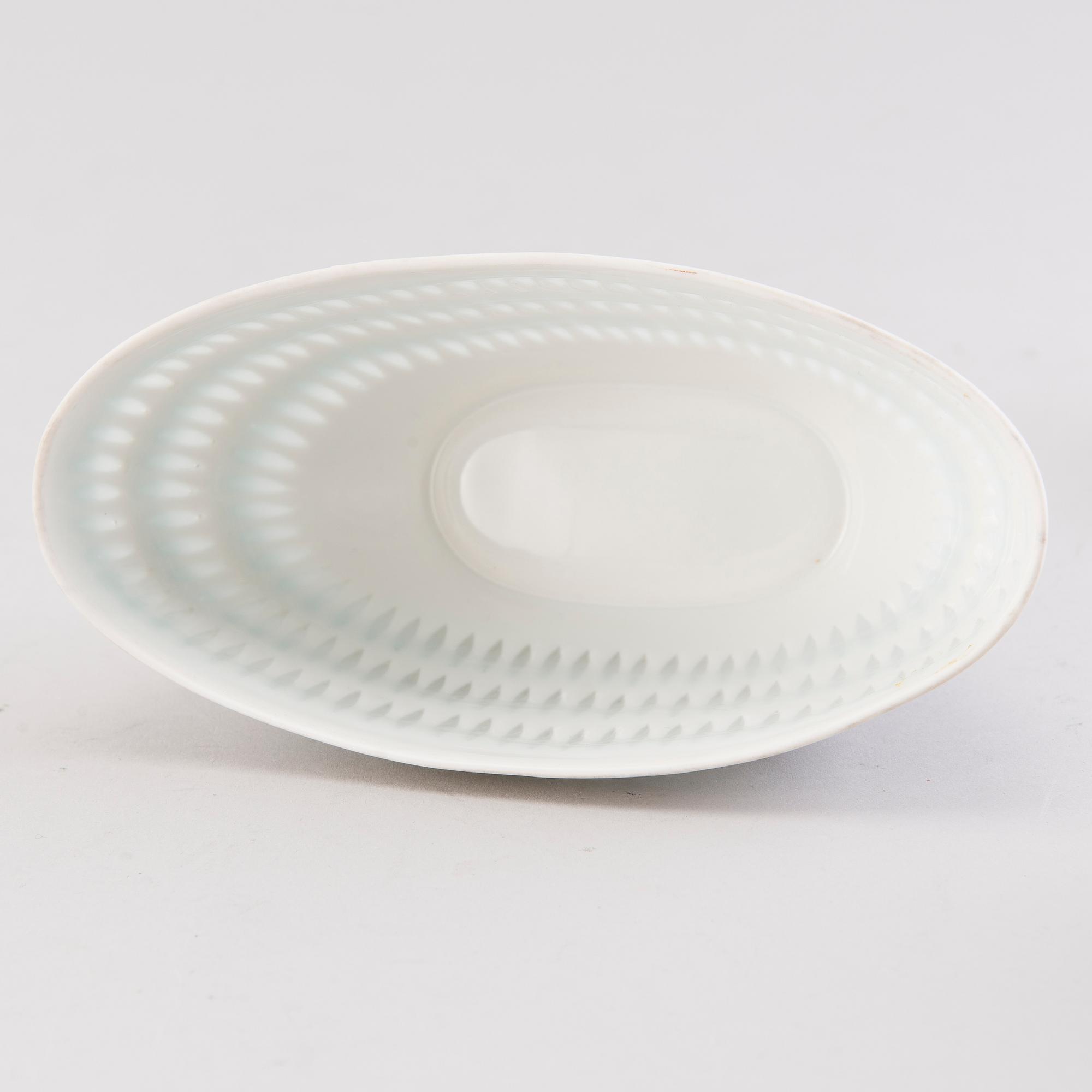 FRIEDL HOLZER-KJELLBERG, A porcelain bowl and set of six coffee cups with saucers, signed  Arabia F.H.Kj. Finland.