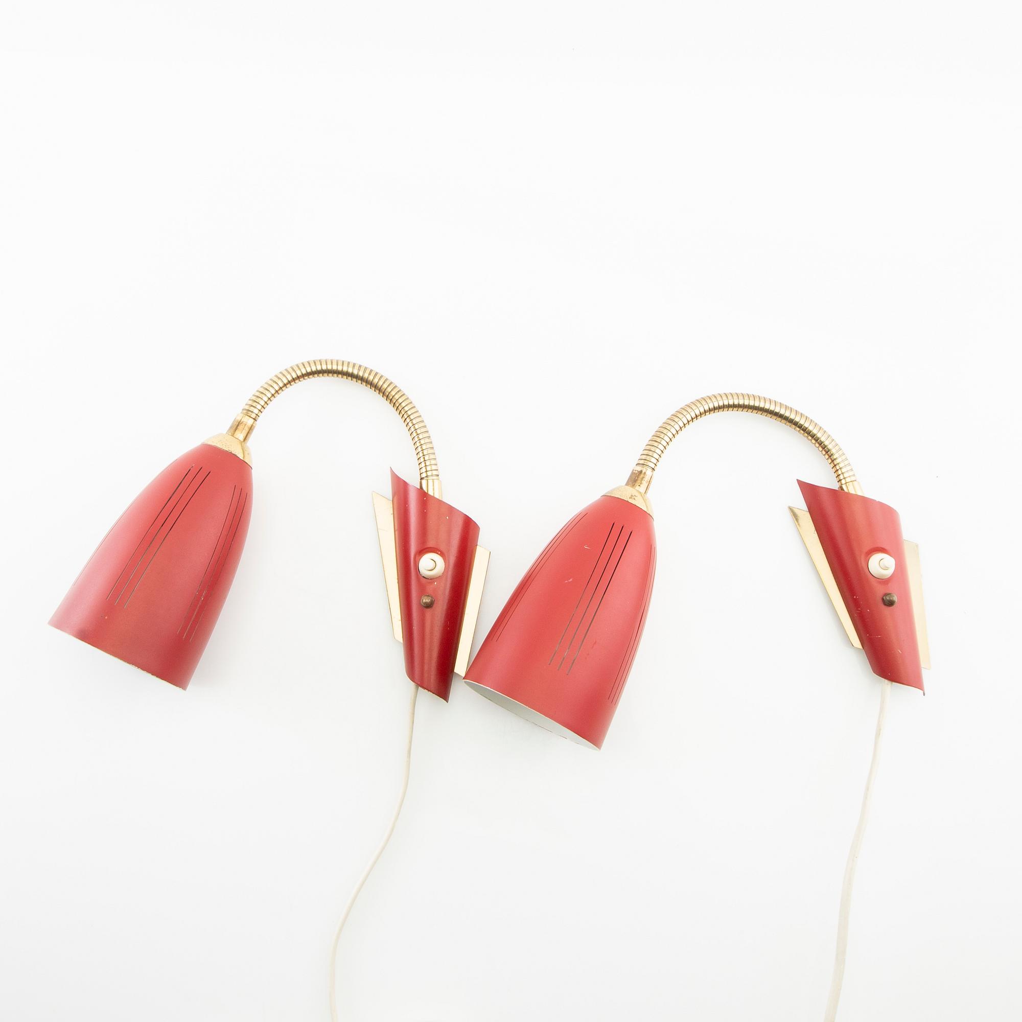 Wall lamps, a pair, mid-20th century.