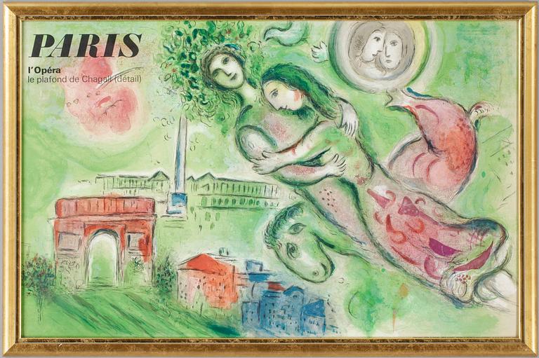 MARC CHAGALL, efter, färglitografisk affisch. Mourlot, Paris. 1964.