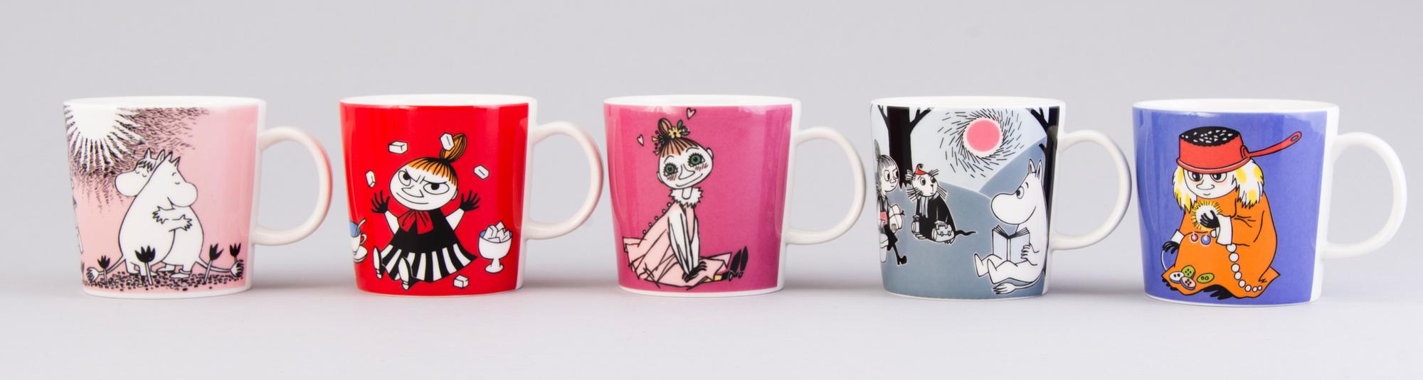 MUUMIMUKEJA, 25 kpl, posliina, Moomin Characters, Arabia 1996-2018.