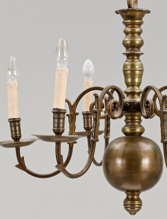 LJUSKRONA, mässing, barockstil, 1900-tal. H 85.