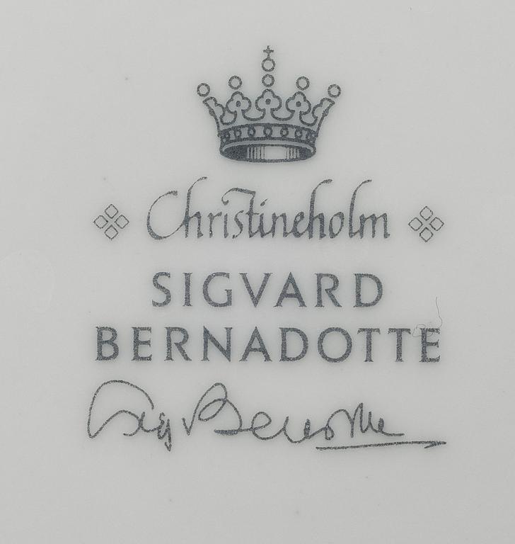 SIGVARD BERNADOTTE, 43 piece, porcelain tableware, "Christineholm"/"Marianne Royal Blue" Millenium 2000.