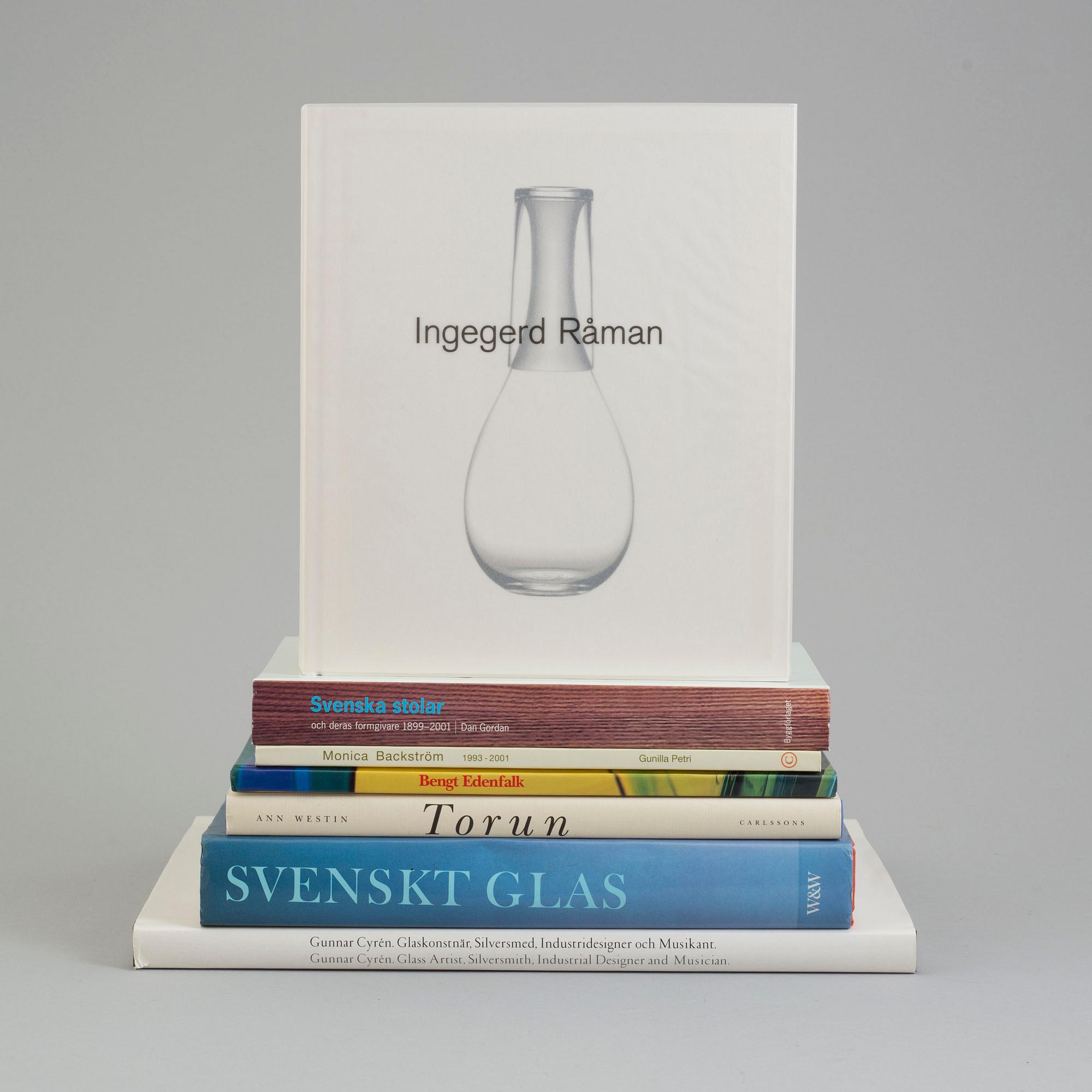 Seven books on Swedish glass, silver and furniture.