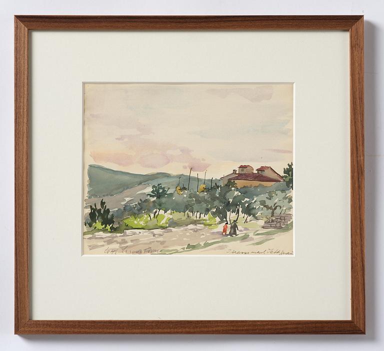 Lotte Laserstein, Italian landscape with figures.