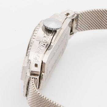 LADIE´S WATCH platinum diamonds 8/8 cut ca 0,30 ct, later wristband 14K whitegold.